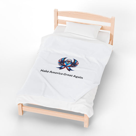 Patriotic Velveteen Plush Blanket - Make America Great Again