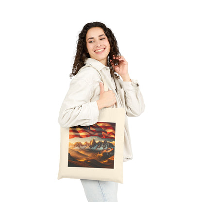 Patriotic Mountain Landscape Cotton Canvas Tote Bag