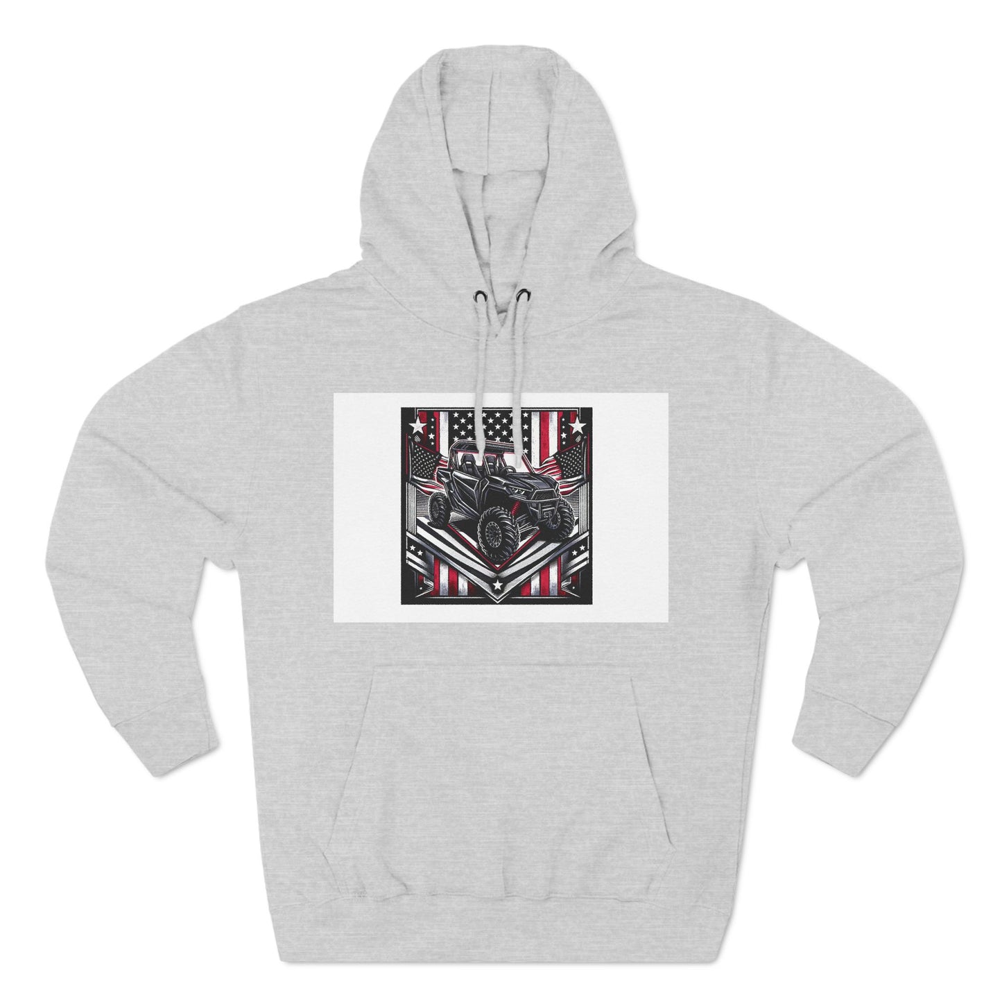 4 Wheeler and American flag Three-Panel Fleece Hoodie