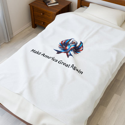Patriotic Velveteen Plush Blanket - Make America Great Again