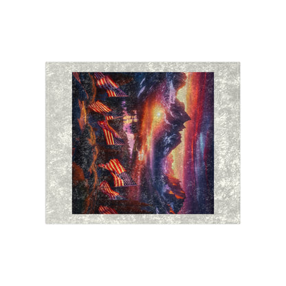 Patriotic Crushed Velvet Blanket - Cozy American Landscape Throw for Relaxation & Celebrations