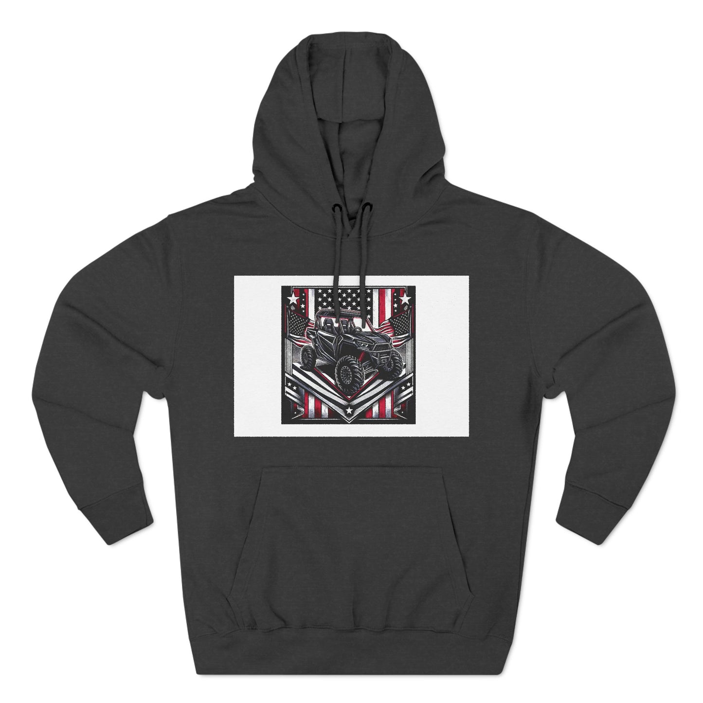 4 Wheeler and American flag Three-Panel Fleece Hoodie