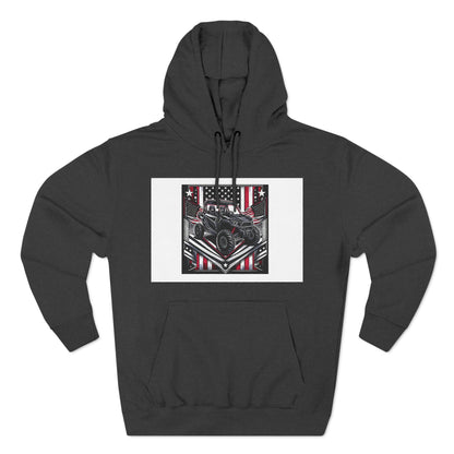 4 Wheeler and American flag Three-Panel Fleece Hoodie