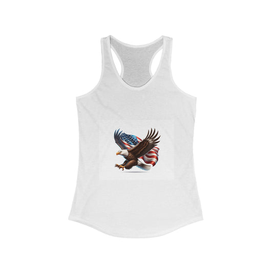 American flag and eagle Women's Ideal Racerback Tank