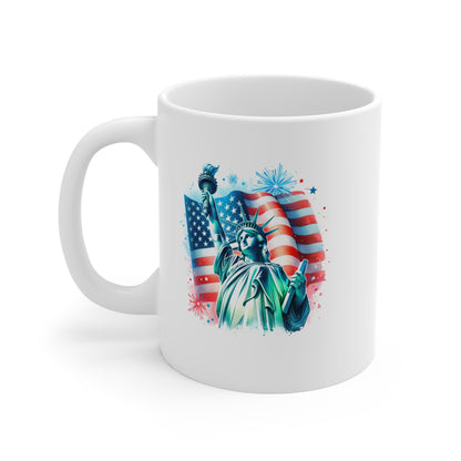 Mug 11oz Statue of Liberty and American Flag Patriotic Drinkware