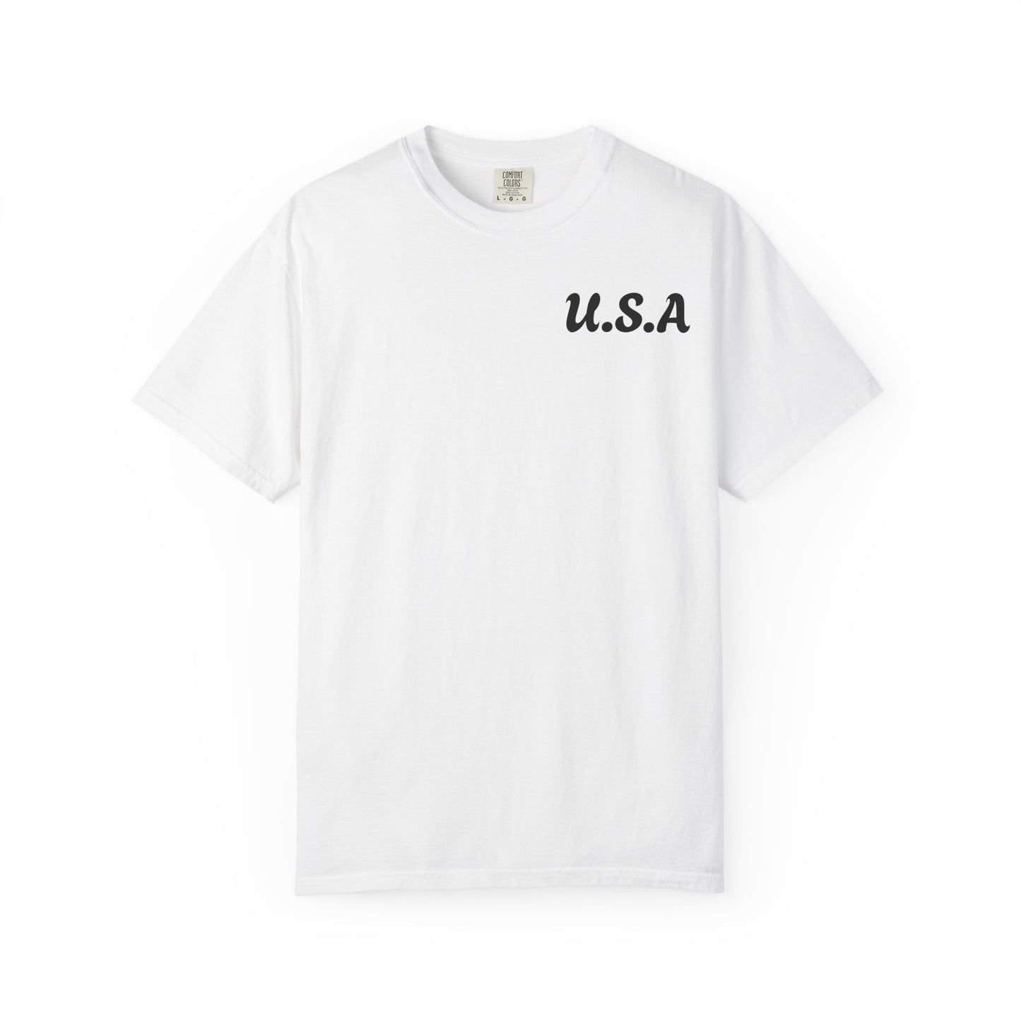 Patriotic Garment-Dyed T-Shirt | U.S.A. Front Print & Flag Design