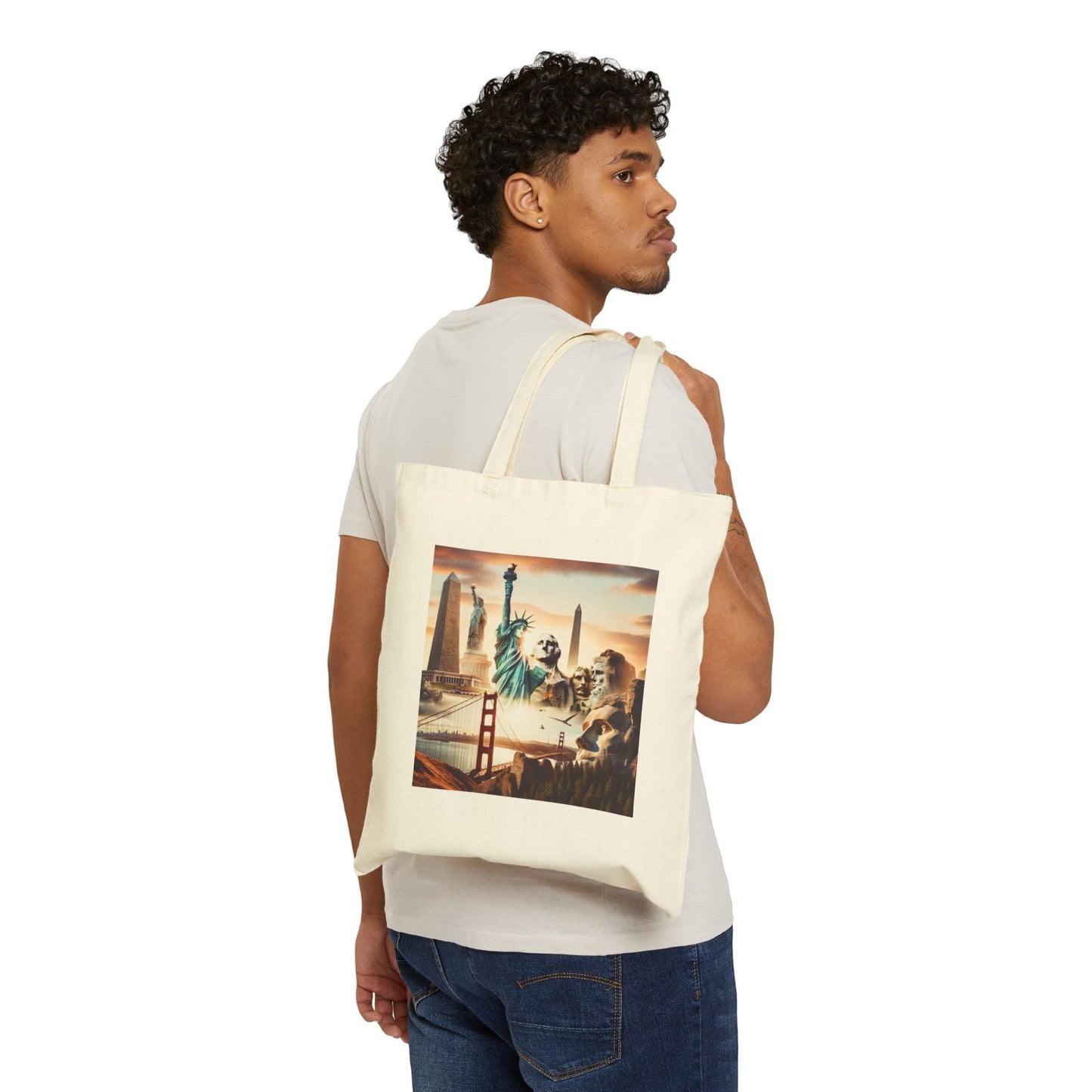 Vintage Cityscape Cotton Canvas Tote Bag - Perfect for Travel & Everyday Use