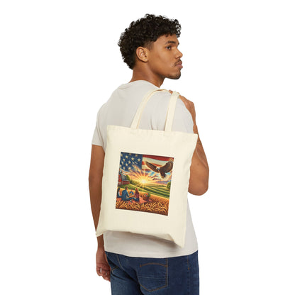 Patriotic Eagle Cotton Canvas Tote Bag - Eco-Friendly Carryall for Nature Lovers