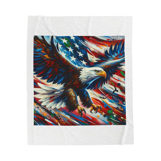 Patriotic Eagle Velveteen Plush Blanket - Cozy Home Decor for Independence Day & Everyday Use