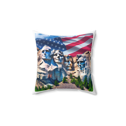 Mount Rushmore American Flag Pillow - Patriotic Home Decor