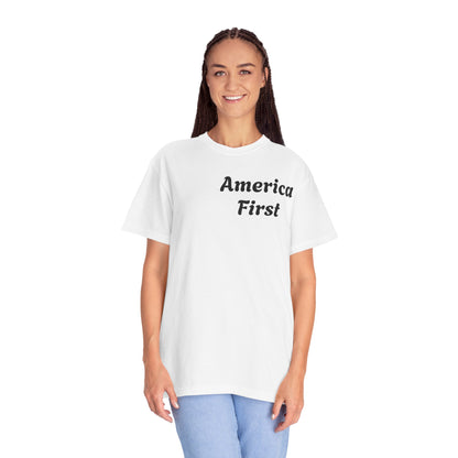 America First Unisex Garment-Dyed T-Shirt - Patriotic Design for Everyday Wear