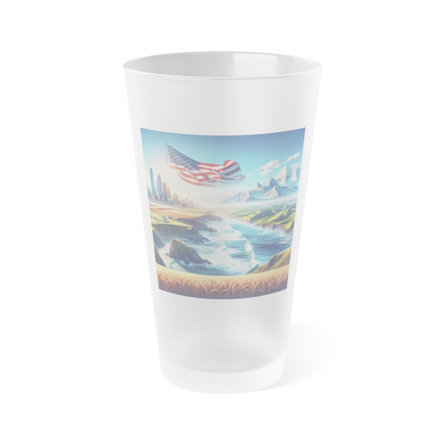 Patriotic Frosted Pint Glass - 16oz American Landscape Design