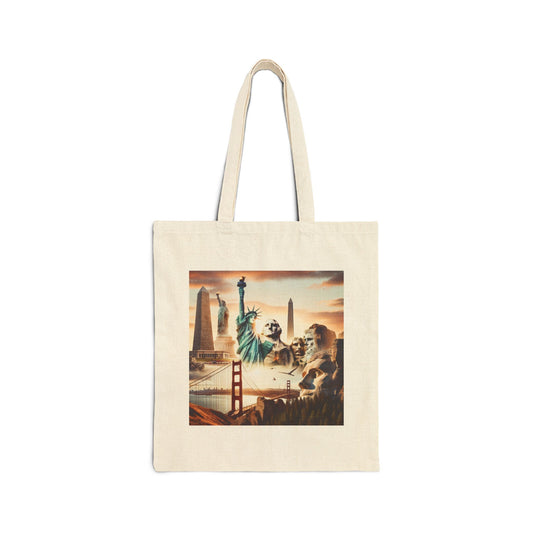 Vintage Cityscape Cotton Canvas Tote Bag - Perfect for Travel & Everyday Use