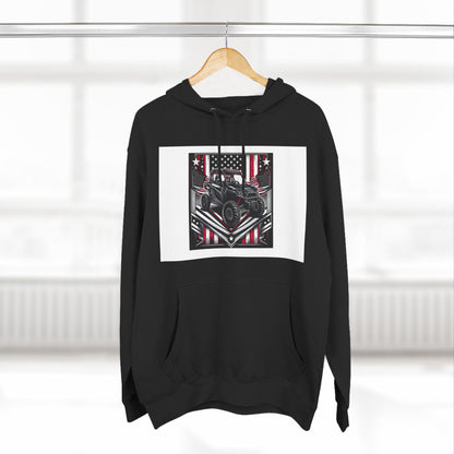 4 Wheeler and American flag Three-Panel Fleece Hoodie